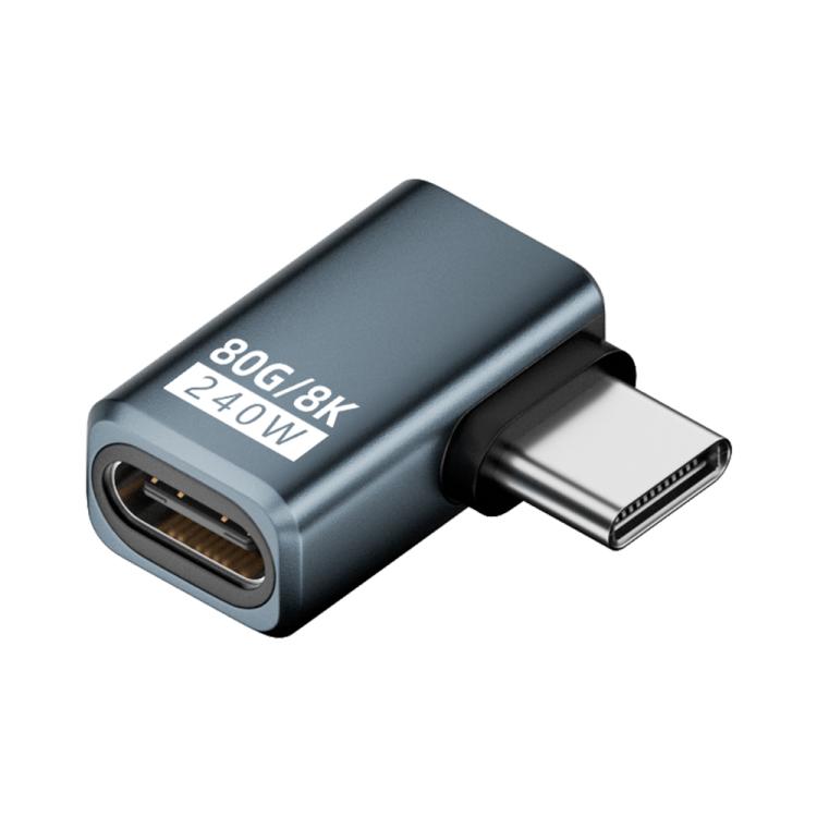 240W 80Gbps USB4 2.0 Type-C Full Function Adapter, Side Bend, 3D Bend, Female to Female, Straight Head, Mid Bend