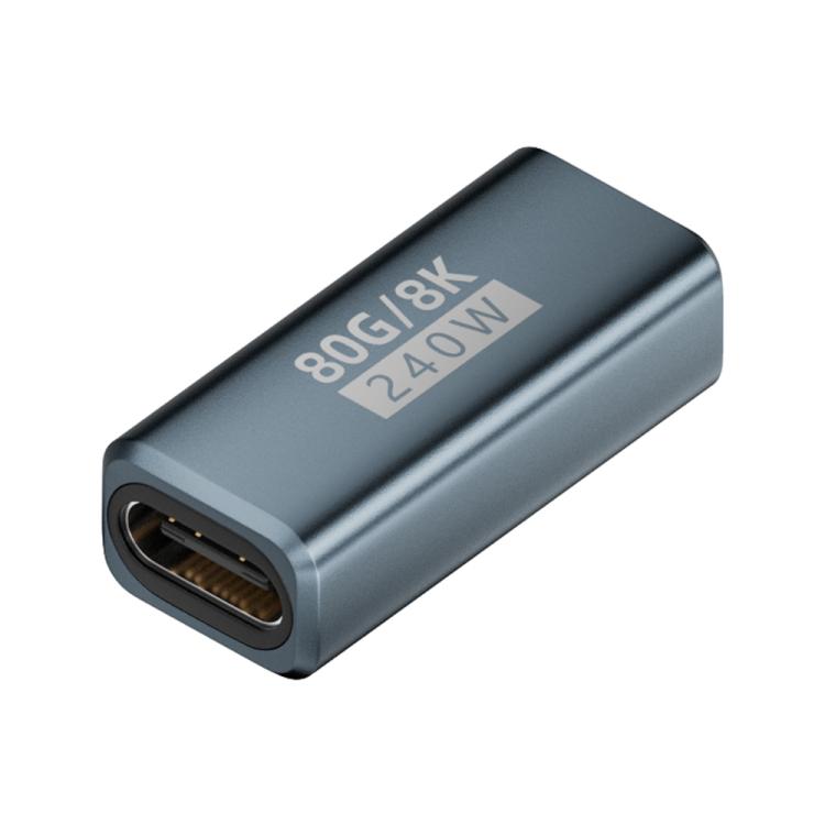 240W 80Gbps USB4 2.0 Type-C Full Function Adapter, Side Bend, 3D Bend, Female to Female, Straight Head, Mid Bend