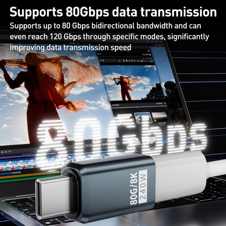 240W 80Gbps USB4 2.0 Type-C Full Function Adapter, Side Bend, 3D Bend, Female to Female, Straight Head, Mid Bend