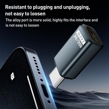 240W 80Gbps USB4 2.0 Type-C Full Function Adapter, Side Bend, 3D Bend, Female to Female, Straight Head, Mid Bend