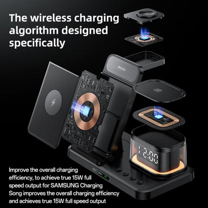 Yesido DS23 5 in 1 Multifunction Clock Wireless Fast Charge Station, For Samsung Phone Series / Watch / EarPods