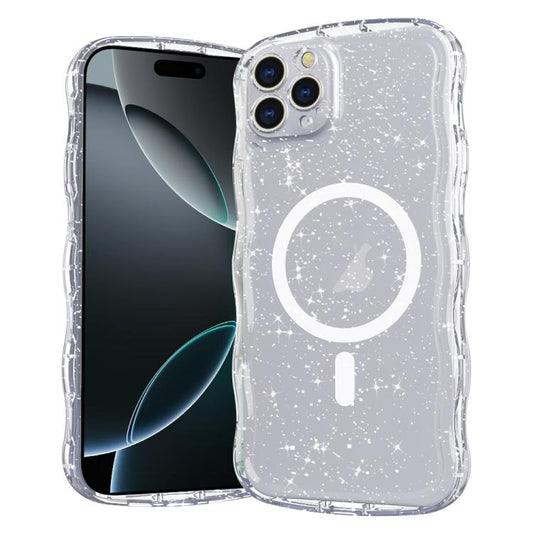 Wave Glitter MagSafe Magnetic TPU Phone Case, For iPhone 16 Pro Max, For iPhone 16 Pro, For iPhone 16 Plus, For iPhone 16, For iPhone 15 Pro Max, For iPhone 15 Pro, For iPhone 15 Plus, For iPhone 15