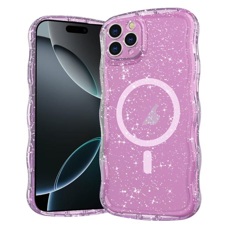 Wave Glitter MagSafe Magnetic TPU Phone Case, For iPhone 16 Pro Max, For iPhone 16 Pro, For iPhone 16 Plus, For iPhone 16, For iPhone 15 Pro Max, For iPhone 15 Pro, For iPhone 15 Plus, For iPhone 15