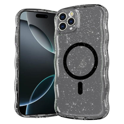 Wave Glitter MagSafe Magnetic TPU Phone Case, For iPhone 16 Pro Max, For iPhone 16 Pro, For iPhone 16 Plus, For iPhone 16, For iPhone 15 Pro Max, For iPhone 15 Pro, For iPhone 15 Plus, For iPhone 15