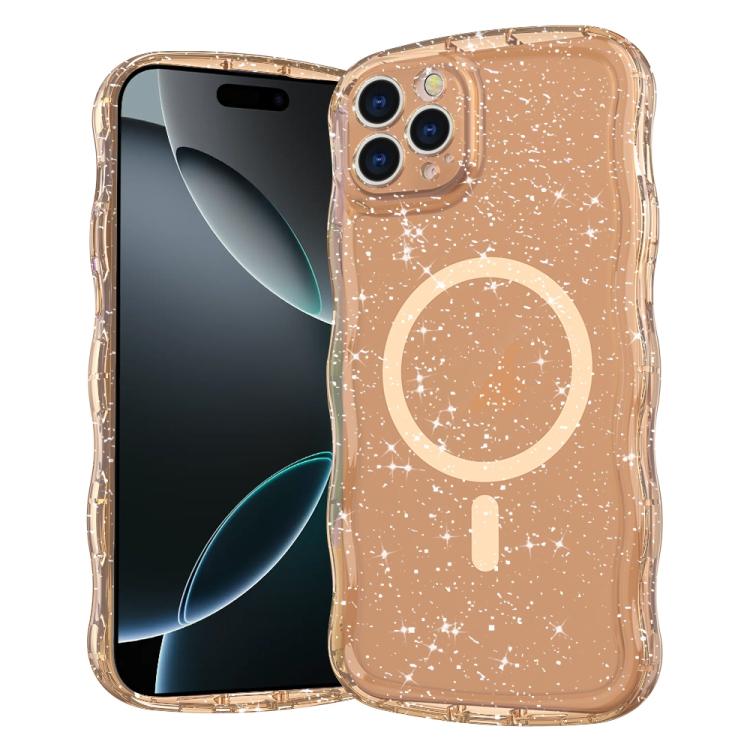 Wave Glitter MagSafe Magnetic TPU Phone Case, For iPhone 16 Pro Max, For iPhone 16 Pro, For iPhone 16 Plus, For iPhone 16, For iPhone 15 Pro Max, For iPhone 15 Pro, For iPhone 15 Plus, For iPhone 15