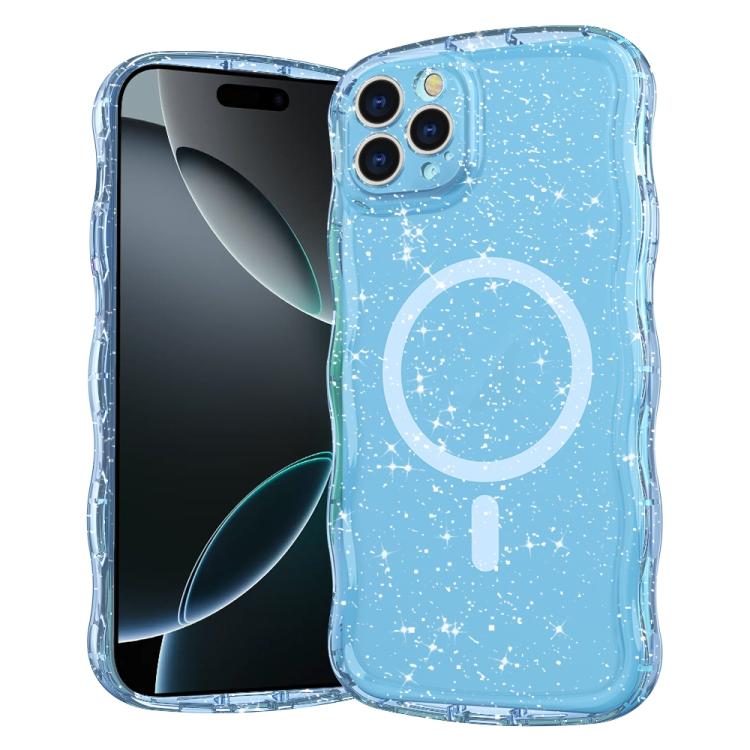 Wave Glitter MagSafe Magnetic TPU Phone Case, For iPhone 16 Pro Max, For iPhone 16 Pro, For iPhone 16 Plus, For iPhone 16, For iPhone 15 Pro Max, For iPhone 15 Pro, For iPhone 15 Plus, For iPhone 15