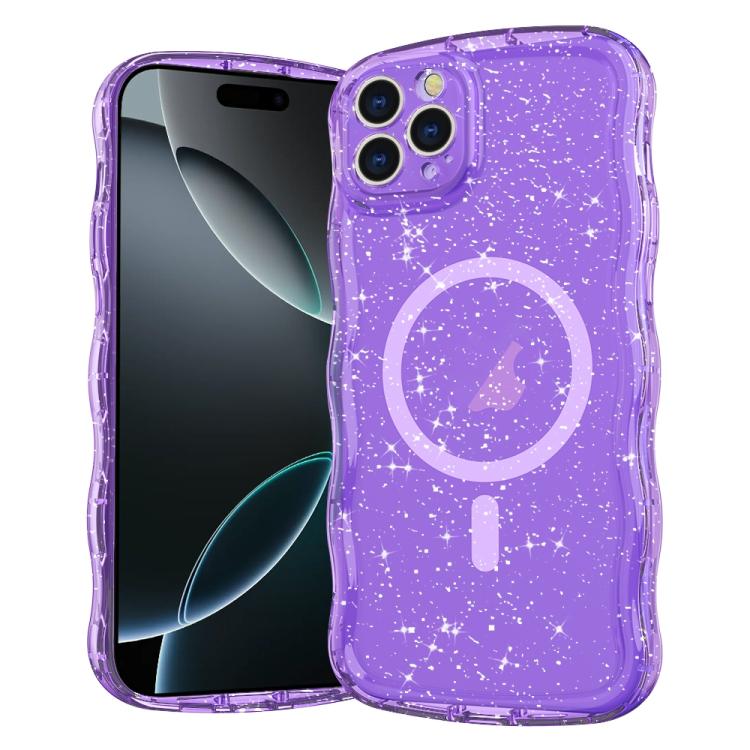 Wave Glitter MagSafe Magnetic TPU Phone Case, For iPhone 16 Pro Max, For iPhone 16 Pro, For iPhone 16 Plus, For iPhone 16, For iPhone 15 Pro Max, For iPhone 15 Pro, For iPhone 15 Plus, For iPhone 15