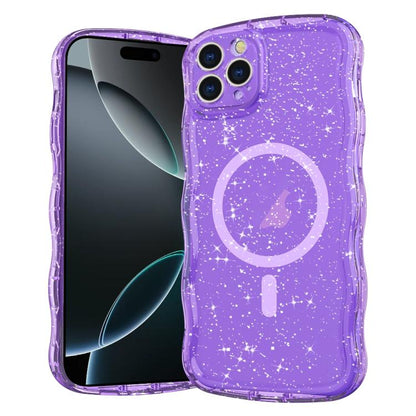 Wave Glitter MagSafe Magnetic TPU Phone Case, For iPhone 16 Pro Max, For iPhone 16 Pro, For iPhone 16 Plus, For iPhone 16, For iPhone 15 Pro Max, For iPhone 15 Pro, For iPhone 15 Plus, For iPhone 15