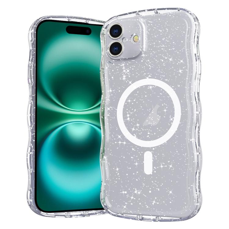 Wave Glitter MagSafe Magnetic TPU Phone Case, For iPhone 16 Pro Max, For iPhone 16 Pro, For iPhone 16 Plus, For iPhone 16, For iPhone 15 Pro Max, For iPhone 15 Pro, For iPhone 15 Plus, For iPhone 15