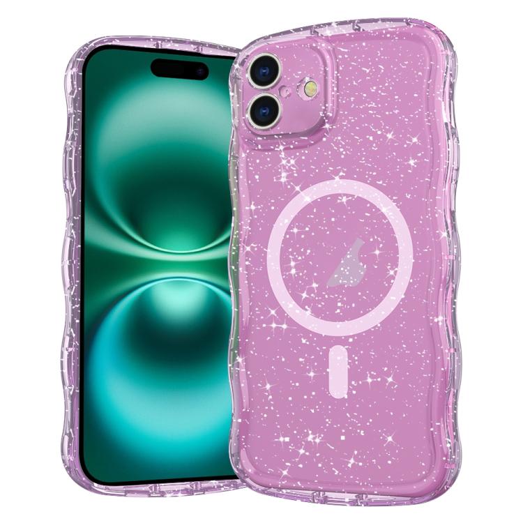 Wave Glitter MagSafe Magnetic TPU Phone Case, For iPhone 16 Pro Max, For iPhone 16 Pro, For iPhone 16 Plus, For iPhone 16, For iPhone 15 Pro Max, For iPhone 15 Pro, For iPhone 15 Plus, For iPhone 15