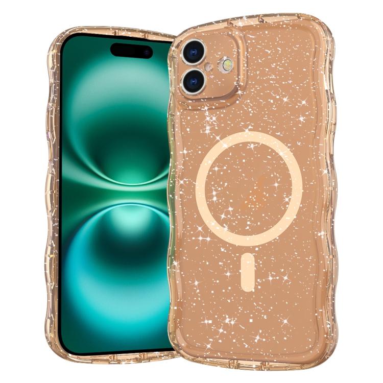 Wave Glitter MagSafe Magnetic TPU Phone Case, For iPhone 16 Pro Max, For iPhone 16 Pro, For iPhone 16 Plus, For iPhone 16, For iPhone 15 Pro Max, For iPhone 15 Pro, For iPhone 15 Plus, For iPhone 15