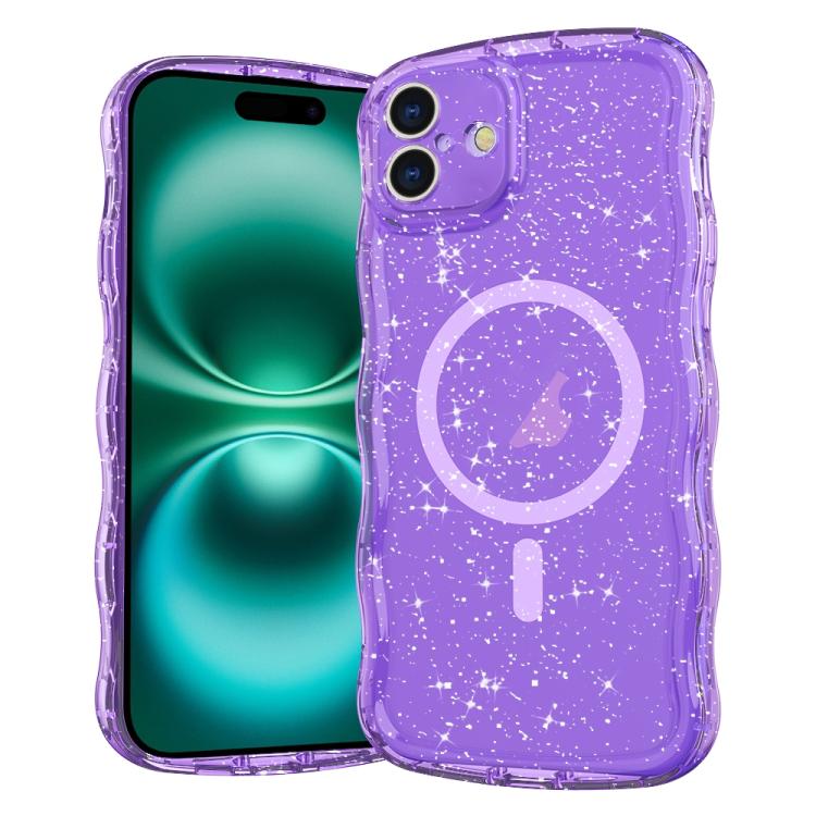 Wave Glitter MagSafe Magnetic TPU Phone Case, For iPhone 16 Pro Max, For iPhone 16 Pro, For iPhone 16 Plus, For iPhone 16, For iPhone 15 Pro Max, For iPhone 15 Pro, For iPhone 15 Plus, For iPhone 15