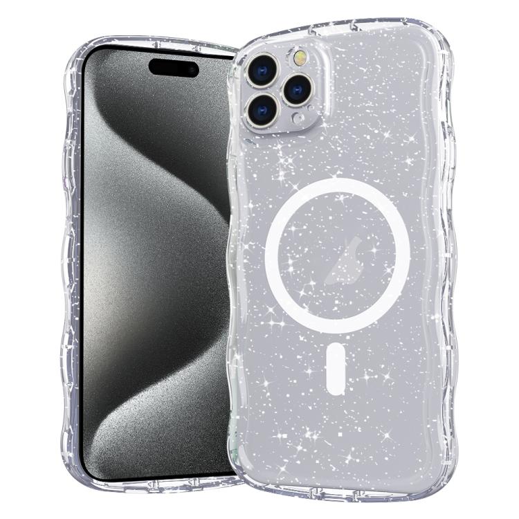 Wave Glitter MagSafe Magnetic TPU Phone Case, For iPhone 16 Pro Max, For iPhone 16 Pro, For iPhone 16 Plus, For iPhone 16, For iPhone 15 Pro Max, For iPhone 15 Pro, For iPhone 15 Plus, For iPhone 15