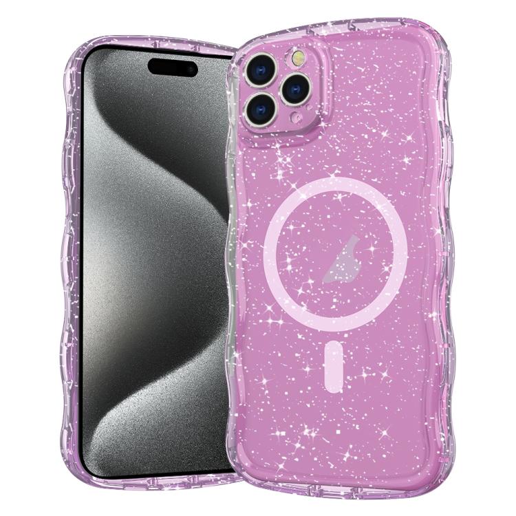 Wave Glitter MagSafe Magnetic TPU Phone Case, For iPhone 16 Pro Max, For iPhone 16 Pro, For iPhone 16 Plus, For iPhone 16, For iPhone 15 Pro Max, For iPhone 15 Pro, For iPhone 15 Plus, For iPhone 15