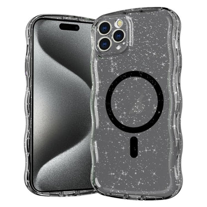 Wave Glitter MagSafe Magnetic TPU Phone Case, For iPhone 16 Pro Max, For iPhone 16 Pro, For iPhone 16 Plus, For iPhone 16, For iPhone 15 Pro Max, For iPhone 15 Pro, For iPhone 15 Plus, For iPhone 15