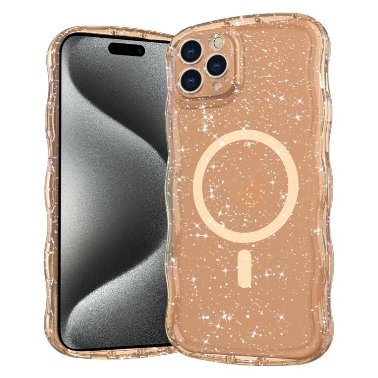 Wave Glitter MagSafe Magnetic TPU Phone Case, For iPhone 16 Pro Max, For iPhone 16 Pro, For iPhone 16 Plus, For iPhone 16, For iPhone 15 Pro Max, For iPhone 15 Pro, For iPhone 15 Plus, For iPhone 15