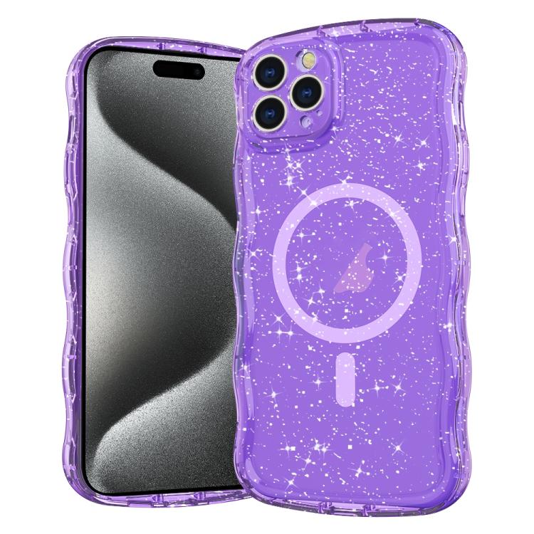 Wave Glitter MagSafe Magnetic TPU Phone Case, For iPhone 16 Pro Max, For iPhone 16 Pro, For iPhone 16 Plus, For iPhone 16, For iPhone 15 Pro Max, For iPhone 15 Pro, For iPhone 15 Plus, For iPhone 15