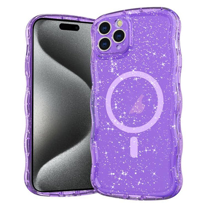 Wave Glitter MagSafe Magnetic TPU Phone Case, For iPhone 16 Pro Max, For iPhone 16 Pro, For iPhone 16 Plus, For iPhone 16, For iPhone 15 Pro Max, For iPhone 15 Pro, For iPhone 15 Plus, For iPhone 15