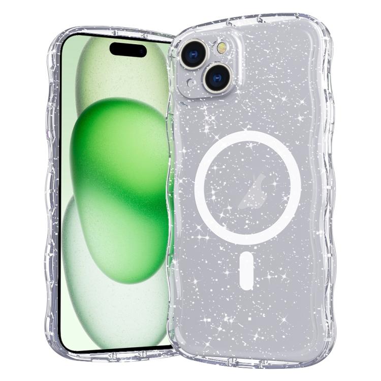 Wave Glitter MagSafe Magnetic TPU Phone Case, For iPhone 16 Pro Max, For iPhone 16 Pro, For iPhone 16 Plus, For iPhone 16, For iPhone 15 Pro Max, For iPhone 15 Pro, For iPhone 15 Plus, For iPhone 15