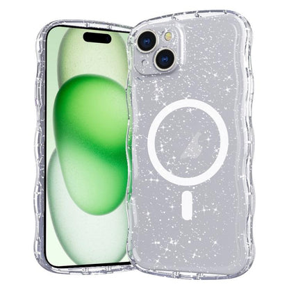 Wave Glitter MagSafe Magnetic TPU Phone Case, For iPhone 16 Pro Max, For iPhone 16 Pro, For iPhone 16 Plus, For iPhone 16, For iPhone 15 Pro Max, For iPhone 15 Pro, For iPhone 15 Plus, For iPhone 15