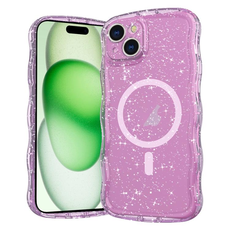 Wave Glitter MagSafe Magnetic TPU Phone Case, For iPhone 16 Pro Max, For iPhone 16 Pro, For iPhone 16 Plus, For iPhone 16, For iPhone 15 Pro Max, For iPhone 15 Pro, For iPhone 15 Plus, For iPhone 15