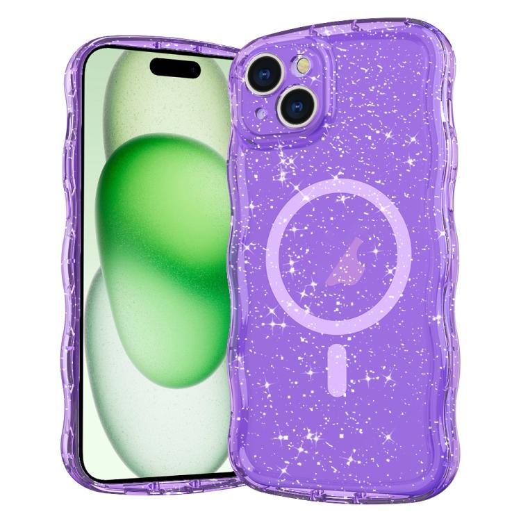 Wave Glitter MagSafe Magnetic TPU Phone Case, For iPhone 16 Pro Max, For iPhone 16 Pro, For iPhone 16 Plus, For iPhone 16, For iPhone 15 Pro Max, For iPhone 15 Pro, For iPhone 15 Plus, For iPhone 15