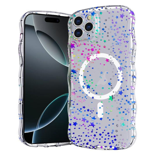 Wave Star Transparent MagSafe Magnetic Phone Case, For iPhone 16 Pro Max, For iPhone 16 Pro, For iPhone 16 Plus, For iPhone 16, For iPhone 15 Pro Max, For iPhone 15 Pro, For iPhone 15 Plus, For iPhone 15