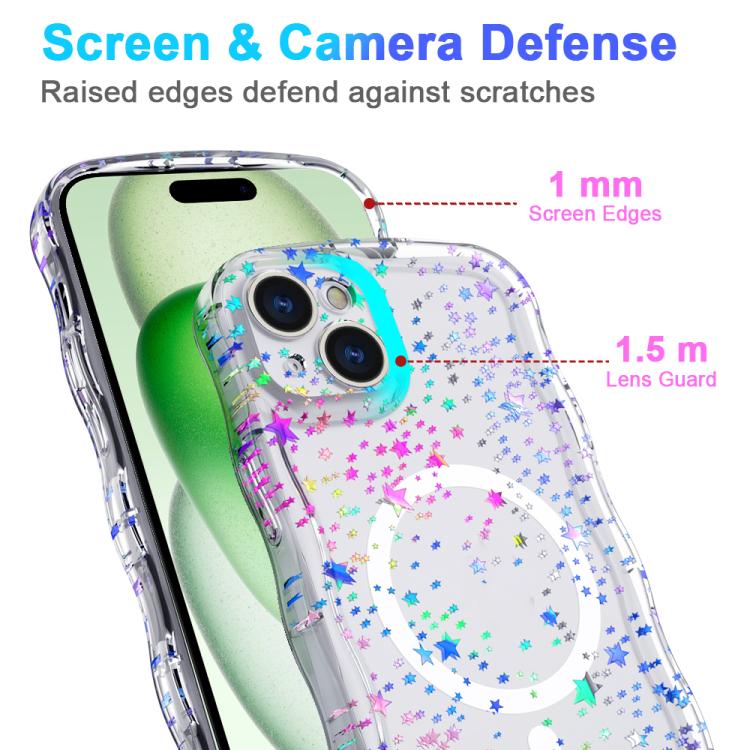 Wave Star Transparent MagSafe Magnetic Phone Case, For iPhone 16 Pro Max, For iPhone 16 Pro, For iPhone 16 Plus, For iPhone 16, For iPhone 15 Pro Max, For iPhone 15 Pro, For iPhone 15 Plus, For iPhone 15