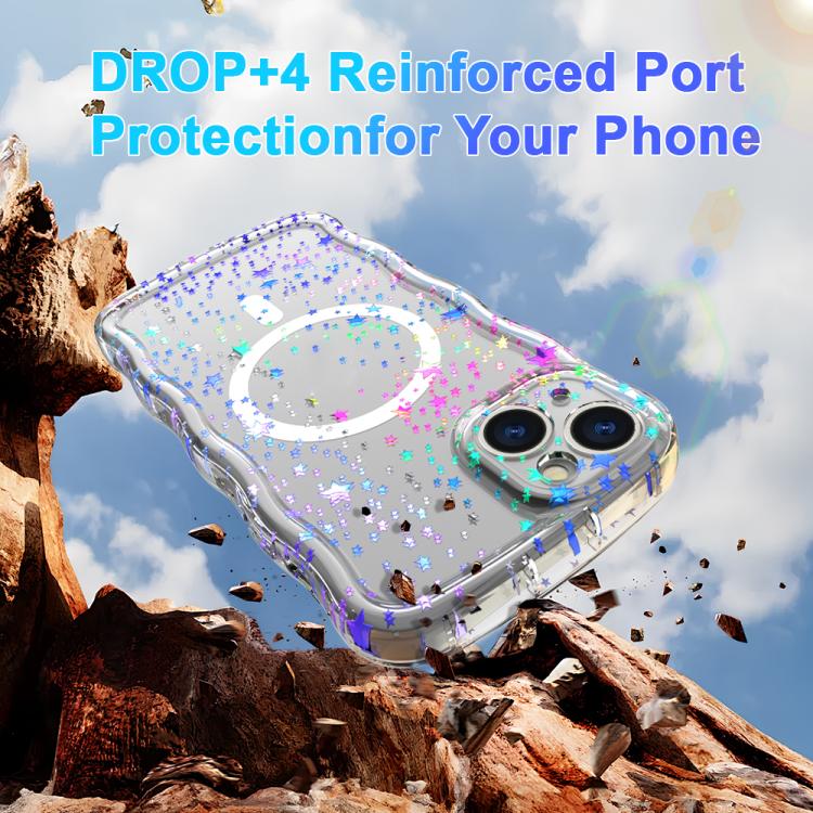 Wave Star Transparent MagSafe Magnetic Phone Case, For iPhone 16 Pro Max, For iPhone 16 Pro, For iPhone 16 Plus, For iPhone 16, For iPhone 15 Pro Max, For iPhone 15 Pro, For iPhone 15 Plus, For iPhone 15