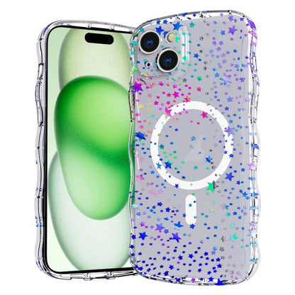 Wave Star Transparent MagSafe Magnetic Phone Case, For iPhone 16 Pro Max, For iPhone 16 Pro, For iPhone 16 Plus, For iPhone 16, For iPhone 15 Pro Max, For iPhone 15 Pro, For iPhone 15 Plus, For iPhone 15