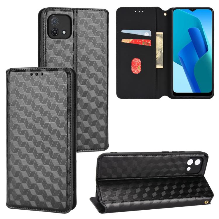 Cubic Grid Texture Flip Leather Phone Case, For OPPO A16K / A16e, For OPPO A55s 5G, For OPPO A93 5G / A74 5G / A54 5G