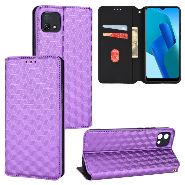 Cubic Grid Texture Flip Leather Phone Case, For OPPO A16K / A16e, For OPPO A55s 5G, For OPPO A93 5G / A74 5G / A54 5G