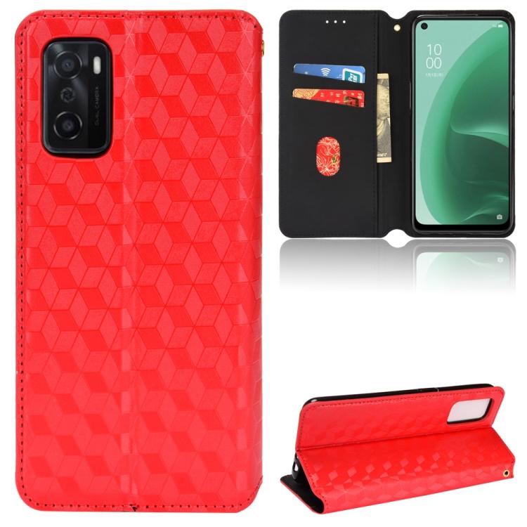 Cubic Grid Texture Flip Leather Phone Case, For OPPO A16K / A16e, For OPPO A55s 5G, For OPPO A93 5G / A74 5G / A54 5G