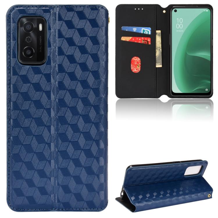 Cubic Grid Texture Flip Leather Phone Case, For OPPO A16K / A16e, For OPPO A55s 5G, For OPPO A93 5G / A74 5G / A54 5G