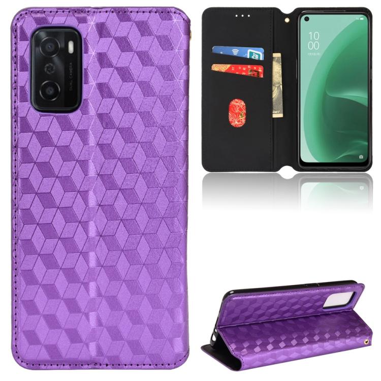 Cubic Grid Texture Flip Leather Phone Case, For OPPO A16K / A16e, For OPPO A55s 5G, For OPPO A93 5G / A74 5G / A54 5G