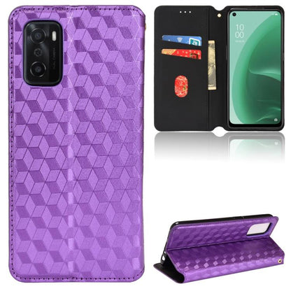 Cubic Grid Texture Flip Leather Phone Case, For OPPO A16K / A16e, For OPPO A55s 5G, For OPPO A93 5G / A74 5G / A54 5G