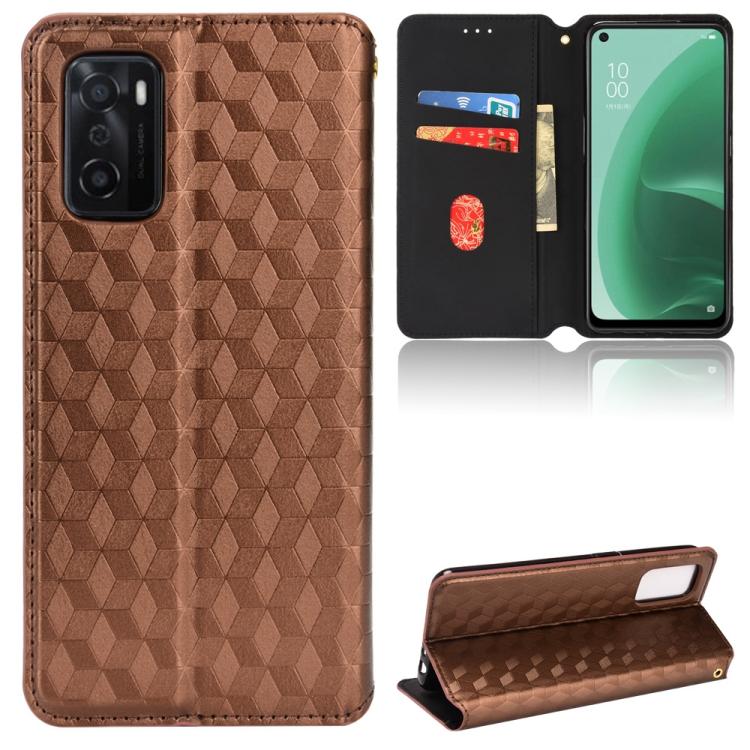 Cubic Grid Texture Flip Leather Phone Case, For OPPO A16K / A16e, For OPPO A55s 5G, For OPPO A93 5G / A74 5G / A54 5G