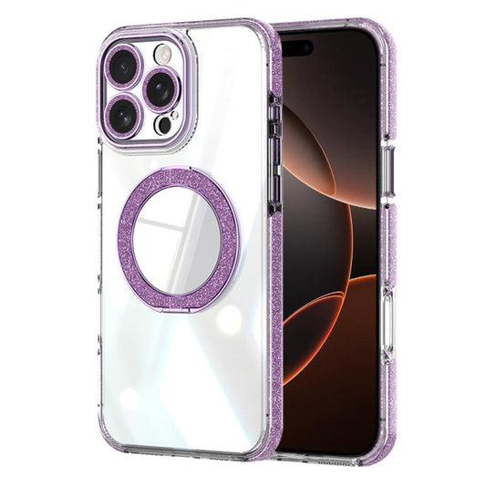 Transparent Glitter Mirror Rotating Holder Phone Case, For iPhone 16 Pro Max, For iPhone 16 Pro, For iPhone 16, For iPhone 15 Pro Max, For iPhone 15 Pro, For iPhone 15, For iPhone 14, For iPhone 14 Pro