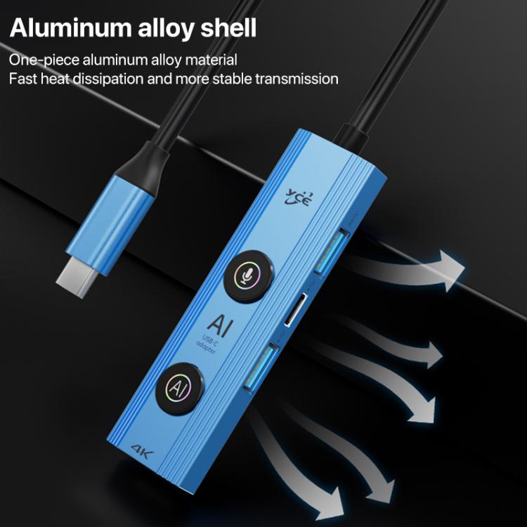 YCE V297A 7 in 1 USB-C / Type-C HUB Adapter AI Docking Station Support 8K Output, V297A