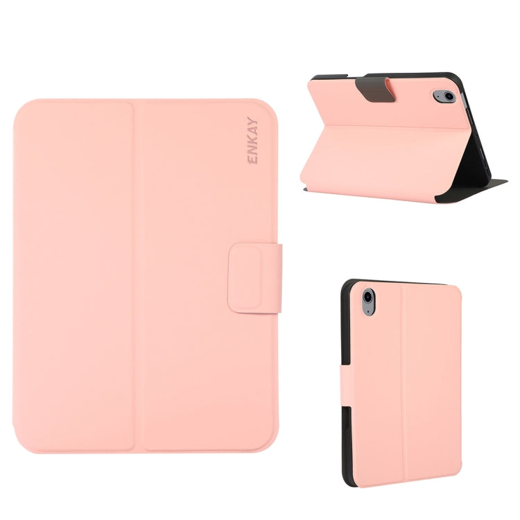 For iPad 10th Gen 10.9 2022 ENKAY TPU Back Cover Smart Leather Tablet Case with Pen Slot & Holder