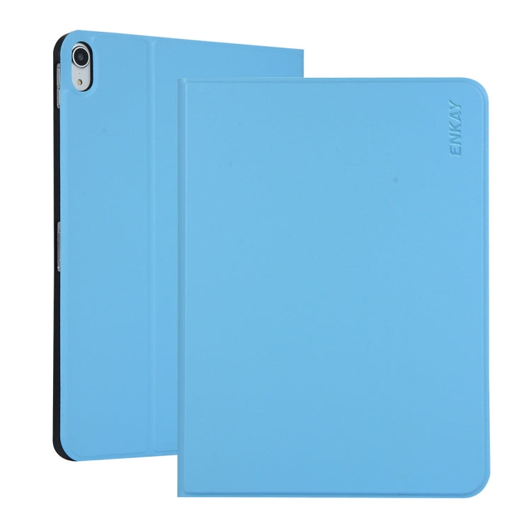 For iPad 10th Gen 10.9 2022 ENKAY PC Back Cover Smart Leather Tablet Case with Pen Slot & Holder