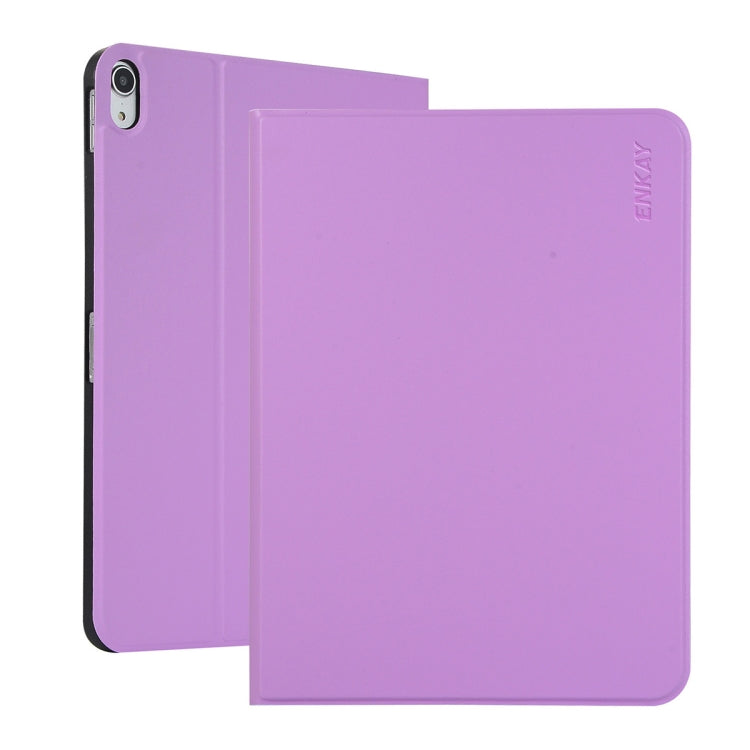 For iPad 10th Gen 10.9 2022 ENKAY PC Back Cover Smart Leather Tablet Case with Pen Slot & Holder