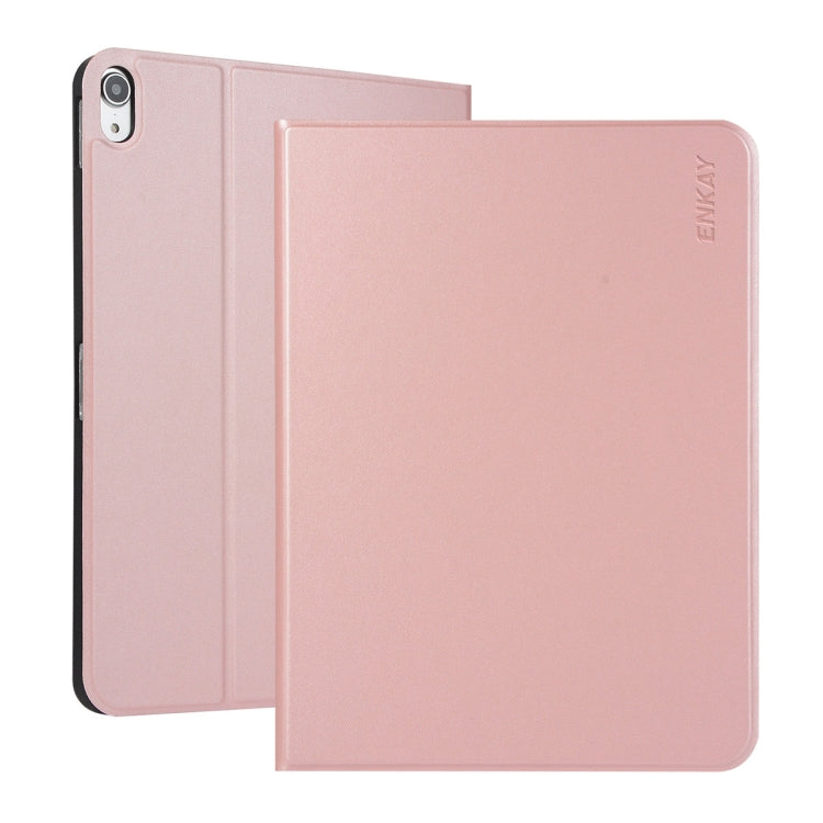 For iPad 10th Gen 10.9 2022 ENKAY PC Back Cover Smart Leather Tablet Case with Pen Slot & Holder