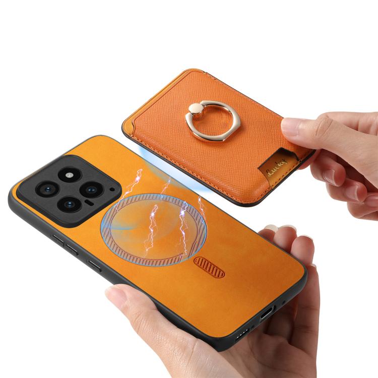 Retro Cross Leather Ring Vertical Insert Card Bag MagSafe Phone Case, For Redmi Note 13 Pro 5G / Poco X6 5G, For Redmi 13C / Poco C65, For Redmi 12 / Note 12R / Poco M6 Pro 5G, For Redmi K70 / K70 Pro 5G, For Redmi Note 12 Turbo / Poco F5 5G