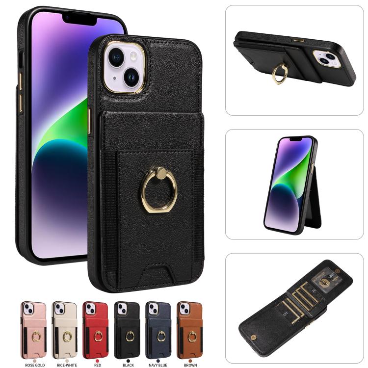 Ring Multifunctional Vertical Flip Wallet Back Cover Leather Phone Case, For iPhone 14 Plus, For iPhone 14, For iPhone 14 Pro, For iPhone 14 Pro Max, For iPhone 13 Pro Max, For iPhone 13 Pro, For iPhone 13, For iPhone 12 / 12 Pro