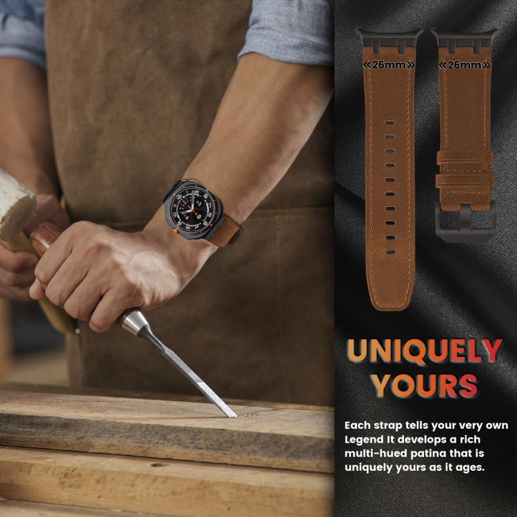 Crazy Horse Leather Watch Band, For Samsung Galaxy Watch Ultra 47mm