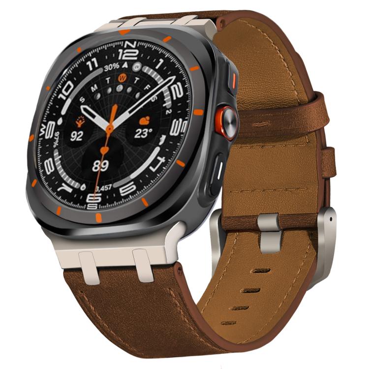 Crazy Horse Leather Watch Band, For Samsung Galaxy Watch Ultra 47mm