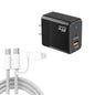 PD41 GaN PD 45W + USB Charger with USB-C to USB-C / 8 Pin Data Cable for iPhone, US Plug, US Plug