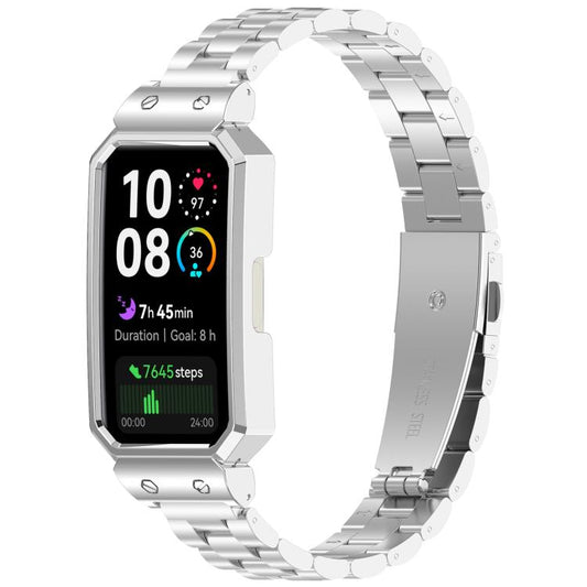 Watch Frame Integrated Three Beads Stainless Steel Watch Band, For Huawei Band 10 / 10 NFC / 9 / 9 NFC
