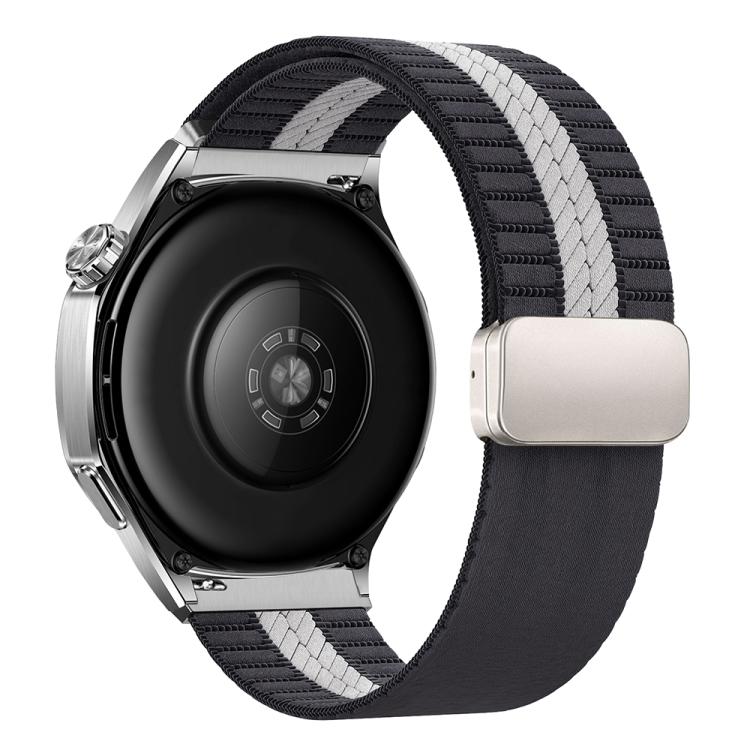 Striped Magnetic Buckle Nylon Watch Band, 22mm